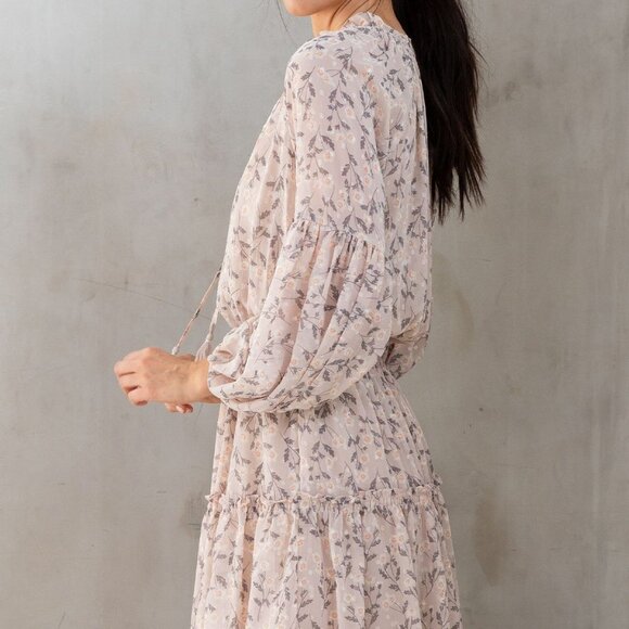 NWT LOVESTITCH Chiffon Peasant Cottagecore Mini Dress - Picture 11 of 13